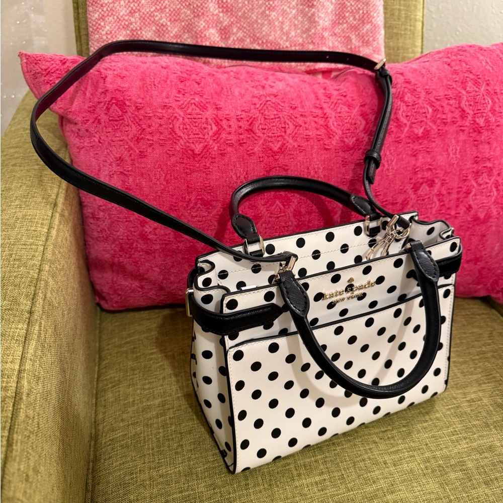 Kate Spade Polka Dot Satchel in Black and White - Picture 2 of 2